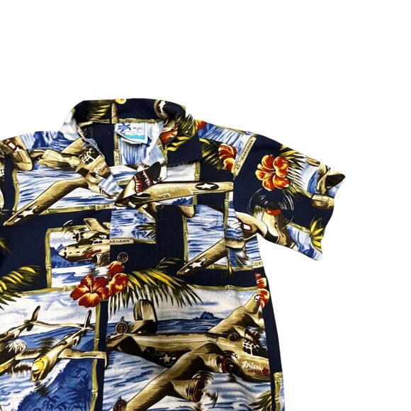 Boys  WWII Aircraft‎ Aloha Hawaiian Shirt Size 4 RLC Made in Hawaii USA - Picture 3 of 7